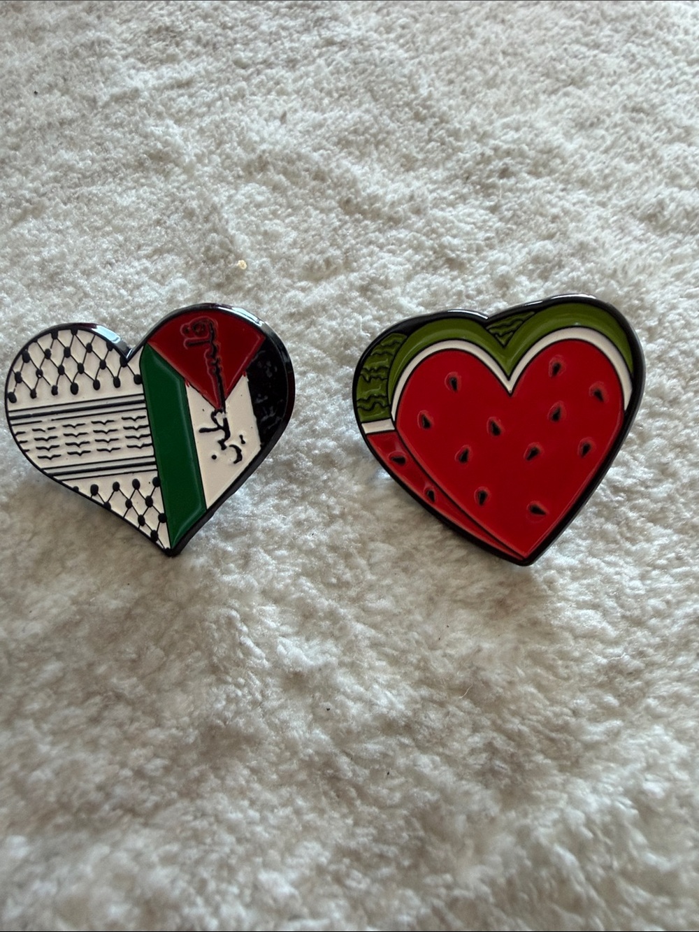 Palestine Heart Enamel Pins - Set of 2